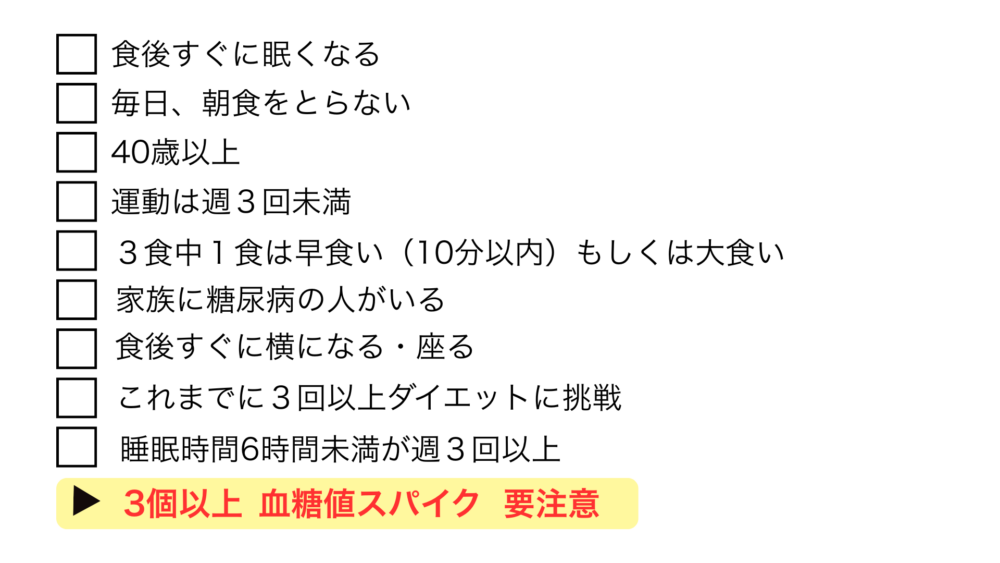血糖値スパイクチェックリスト