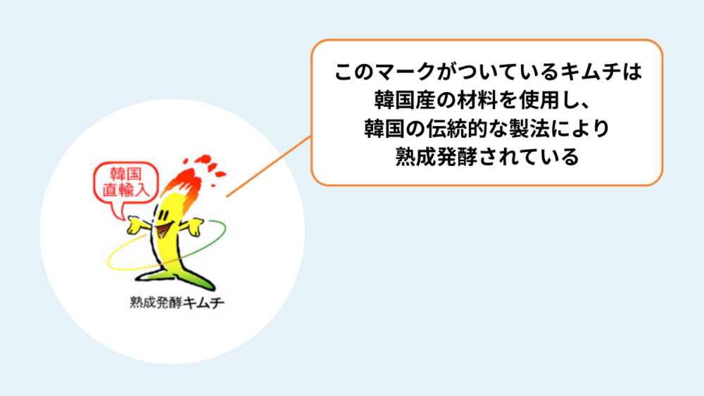 発酵キムチを見分ける目安となるキムチくんマークを説明したイメージ