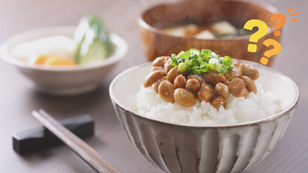 納豆は体にいいだけでなく、血糖管理では組み合わせが大切であることを示すイメージ