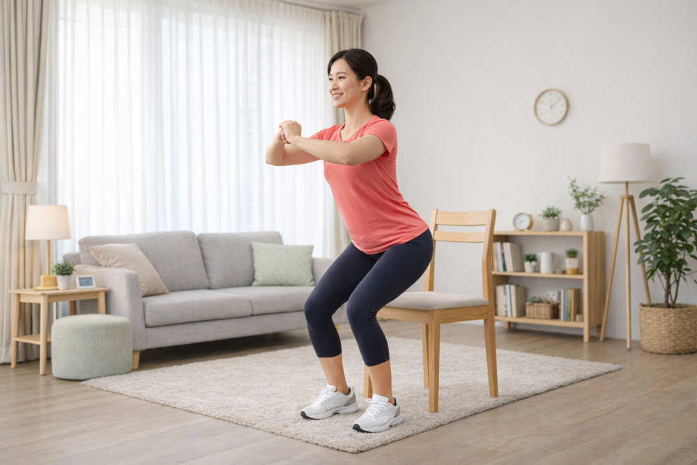 椅子を使うゆったりスクワット