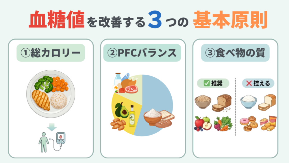 血糖値を下げる食事の3原則